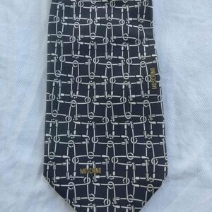 Authentic Original Moschino Designer Black Pin Geometric Pattern 100% Pure Silk